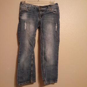 Paris Blues Cropped Distressed Low Rise Jeans